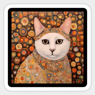 Gustav Klimt Cat with Colorful Costume Sticker